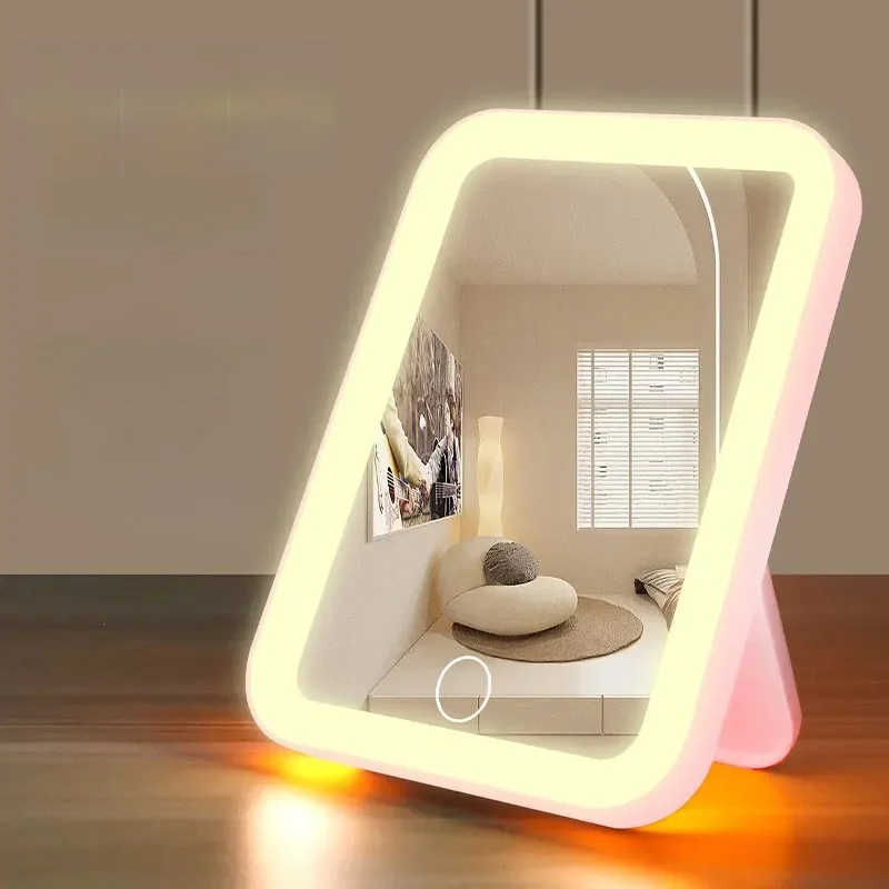 3-kleuren LED-make-upspiegel met touchscreen USB oplaadbare dimmende make-upspiegel 3 helderheid draagbaar - afbeelding 2