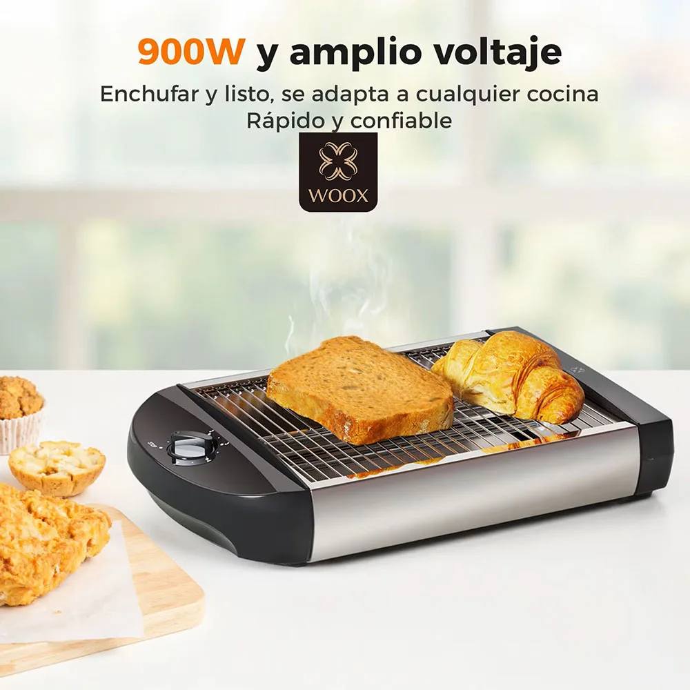 Tostadora eléctrica de 900W con calentamiento rápido 4 ranuras,bandeja recogemigas de acero inoxidable,para la cocina y el hogar