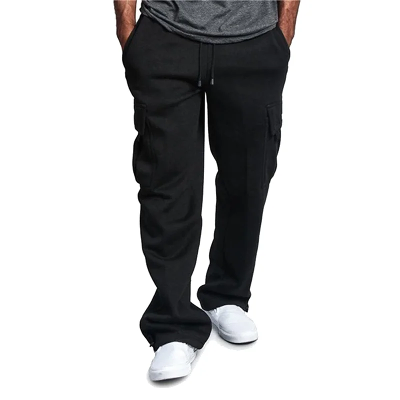 New men's casual multi pocket sports pants, soft sports pants, jogging pants, fashionable running pants, loose long work pants