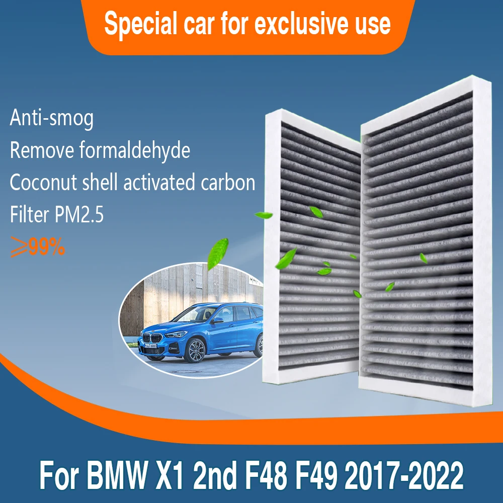 For BMW X1 2nd F48 F49 2017~2022 2018 Accessories Car Pollen Cabin Air Filter Includes Activated Carbon 64119321875 64116823726