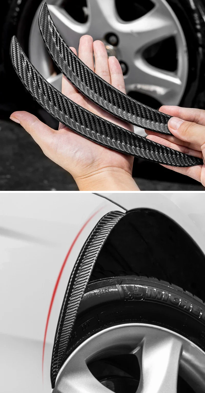 Carbon Fiber Gummi Auto Rad Augenbraue Universal Protector Trim Fender Flare Verlängerung Bögen Für Autos Schmutzfänger Spritzschutz – Detail 3