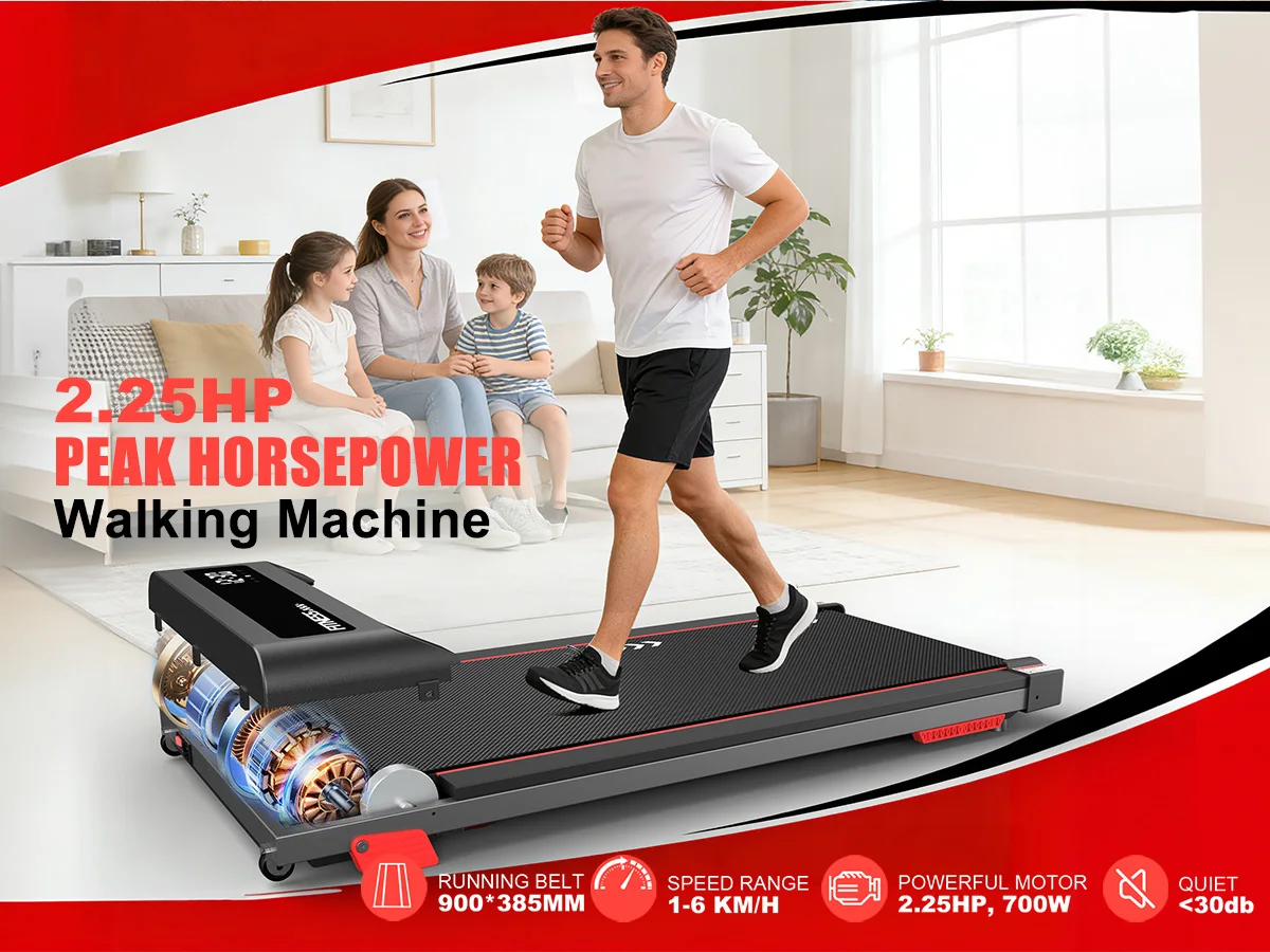 Untertisch-Laufband mit 2,25 PS Motor, 100 kg Tragkraft, 4% Steigung, tragbares, kompaktes elektrisches Laufband für Zuhause und Büro – Detail 7