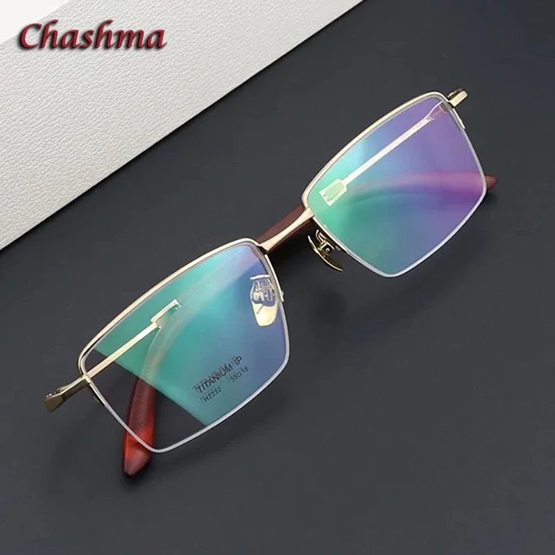 Chashma Prescription Glasses Men Pure Titanium Sandalwood Light Optical Eyewear Fashion Eyeglasses Frames for Myopia Degree Lens