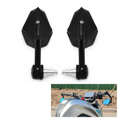 Imagen 2 del producto 1 par de espejos retrovisores de aluminio de 7/8 ""y 22mm para motocicleta, espejo Universal para manillar de extremo de barra de patinete, accesorios para espejo retrovisor