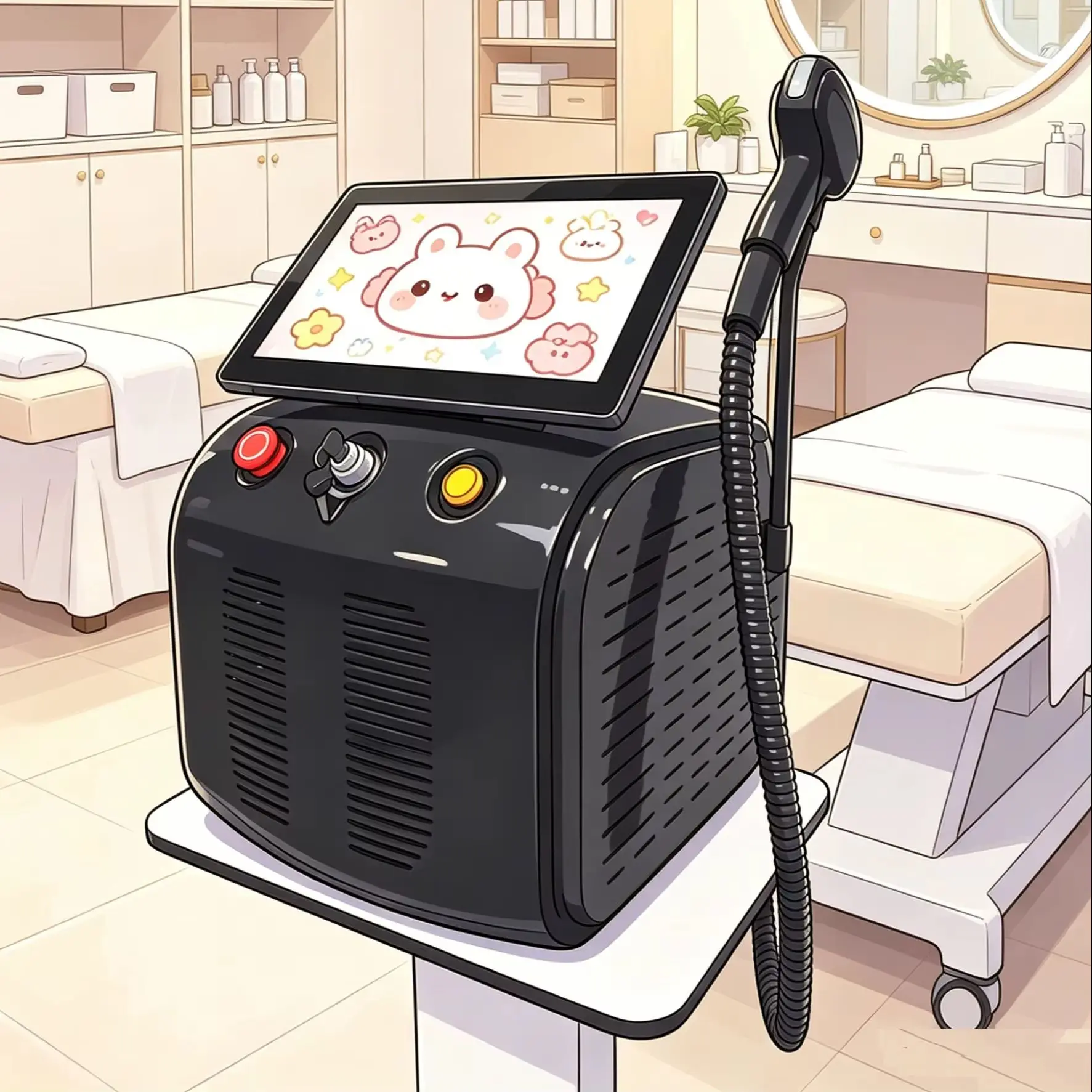 Épilateur laser diode portable haute puissance 4 ondes 4000W professionnel 755/808/940/1064nm pour le corps et le visage, instrument d'épilation indolore pour une peau lisse, adapté aux hommes et aux femmes, soin de beauté quotidien, appareil fiable de qualité professionnelle.