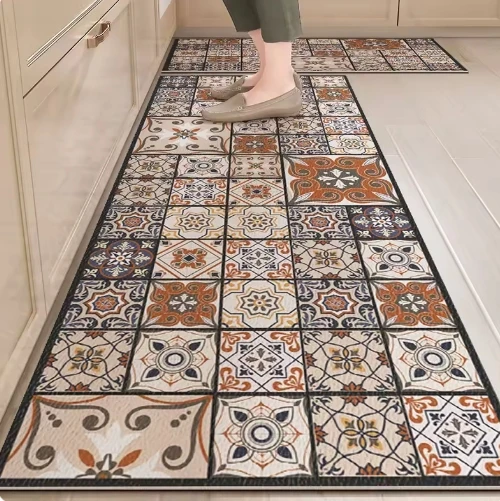 

Custom Link Kitchen Floor Mat Long Rug Waterproof Pvc Carpet Non-slip Leather Oil-proof Foot Mats Home Decoration