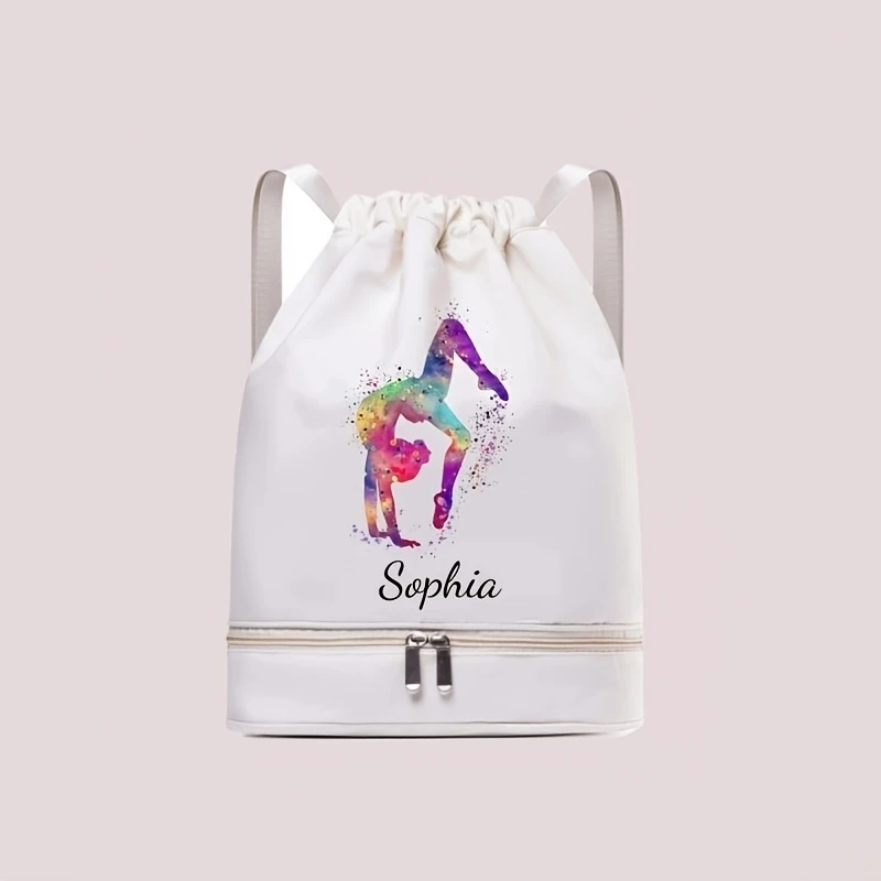 Women's Ballerina Print Backpack, Lightweight Nylon, Adjustable Straps Zipper Bag for Travel Gym Commute Dance‑Lovers Gift view 6
