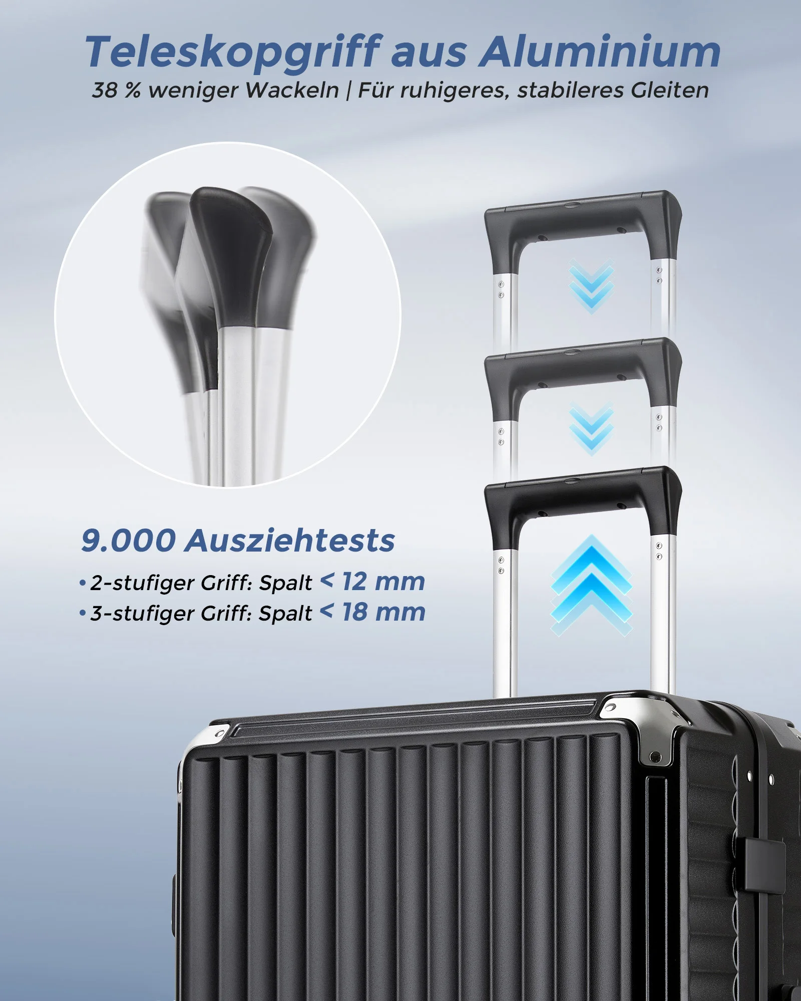 Afbeelding 5: KONO 3-delige kofferset 20+24+28 inch, harde PC trolleys met bekerhouder, aluminium frame zonder rits, TSA-slot en 4 draaibare wielen voor gezins- en zakenreizen