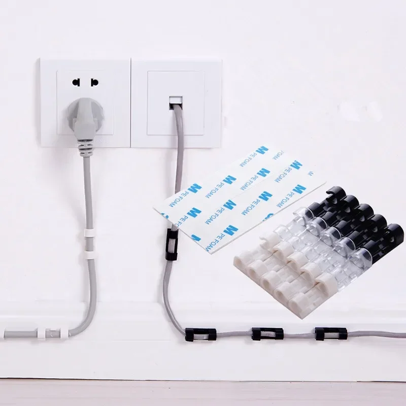 Samoprzylepne klipsy do kabli zaciskowych Uchwyt naścienny do organizera Uchwyt do komputera Kabel USB do ładowania danych — zdjęcie 2