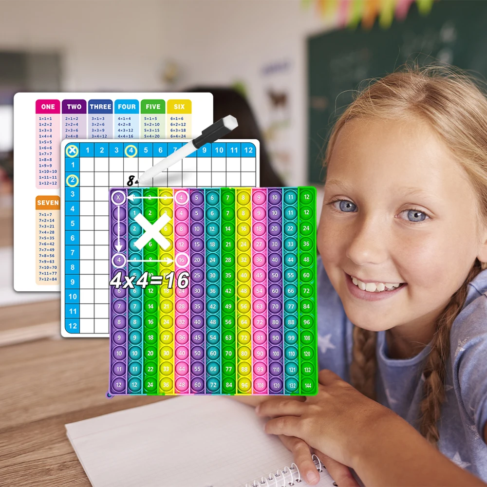 Multiplication Games Toy Erasable Card Pen, Quick Push Math Learning Writing Games, Educational Stationery for Kid