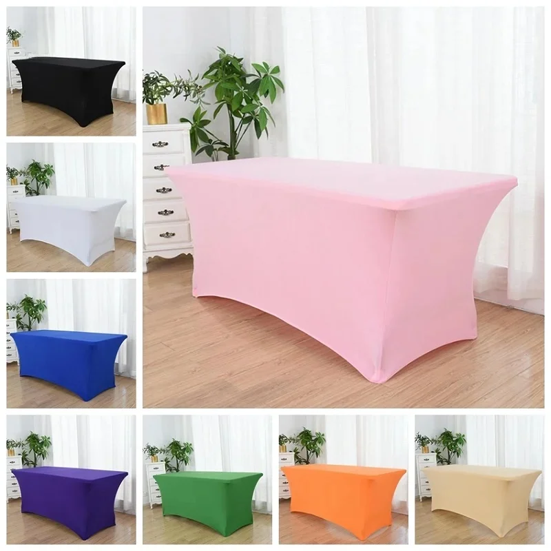 Nappe de table noire en spandex pour décoration de mariage, banquet, table longue rectangulaire, hôtel, fête d'anniversaire, salle de réunion