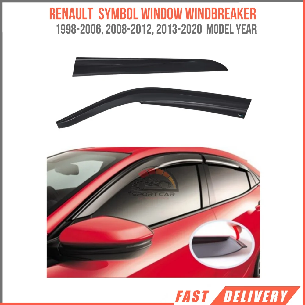 

FOR RENAULT SYMBOL 1998-2006, 2008-2012, 2013-2020 glass windbreaker 4 pieces car rain protection Sport Style accessory