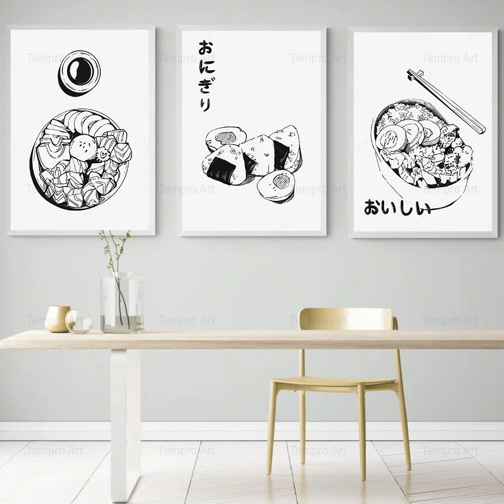 

Japanese Food Posters Onigiri Bowl Bento Wall Art Prints Decoration Canvas Painting Pictures Restaurant Kitchen Home Wall Decor