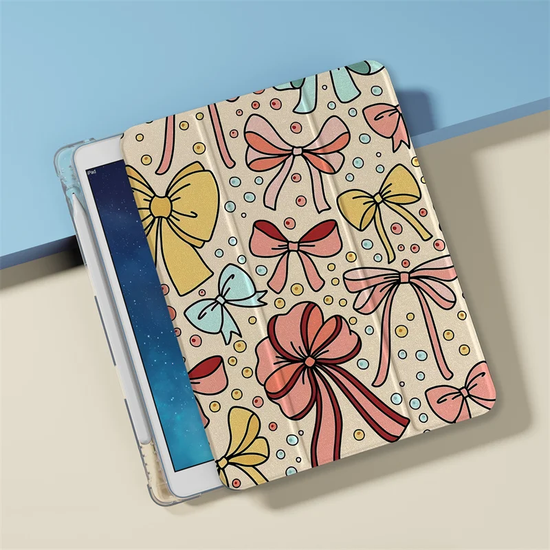 

Cute Colorful Bow tablet case iPad Air 2024 Pro 11 "iPad Air 5 4 10.9 Air3 10.5 7 8 9 10.2" 9.7-inch mini 6 5 4 Cover kawayii