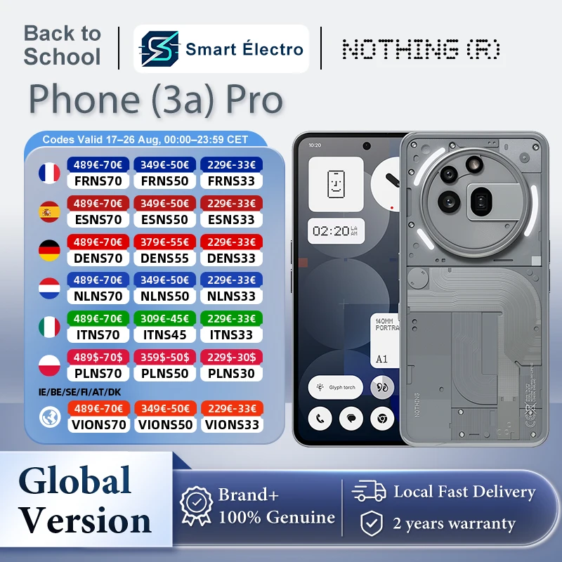 Nothing Phone (3a) Pro, sistema de cámara Pro de 50 Mpx, grabación de video 4K,…