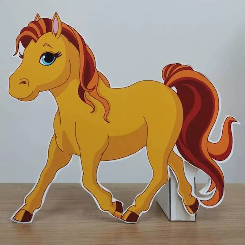 Cute Horse Foam-board Cutout Standee with Cardboard Stand Birthday Party Decoration Kids Safari Party Supplies Farm Concept