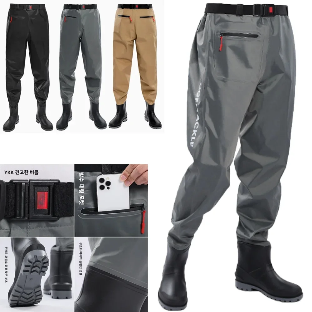 Wodoodporne wodery na klatkę piersiową ze spodniami wędkarskimi buty buty Wader zestaw zagęszczona odzież ubrania mężczyźni kobiety koszulki Waters — zdjęcie 2