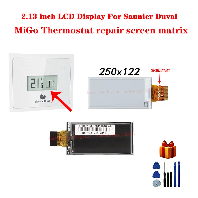 Pantalla LCD de 2,13 pulgadas para reparación de termostato Saunier Duval MiGo, matriz de pantalla