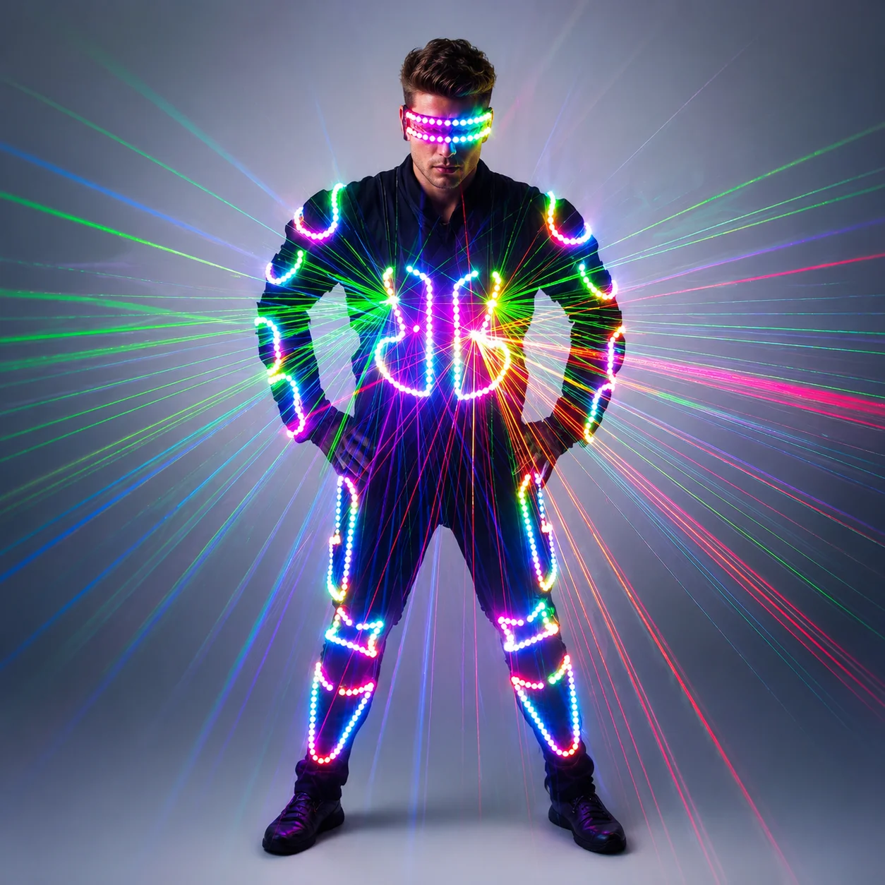 Future LED Dance Tron Robot Costume Luminous Color Laser Men Armor Clothing Stage Suit Programmable Control Mecha Costumeit