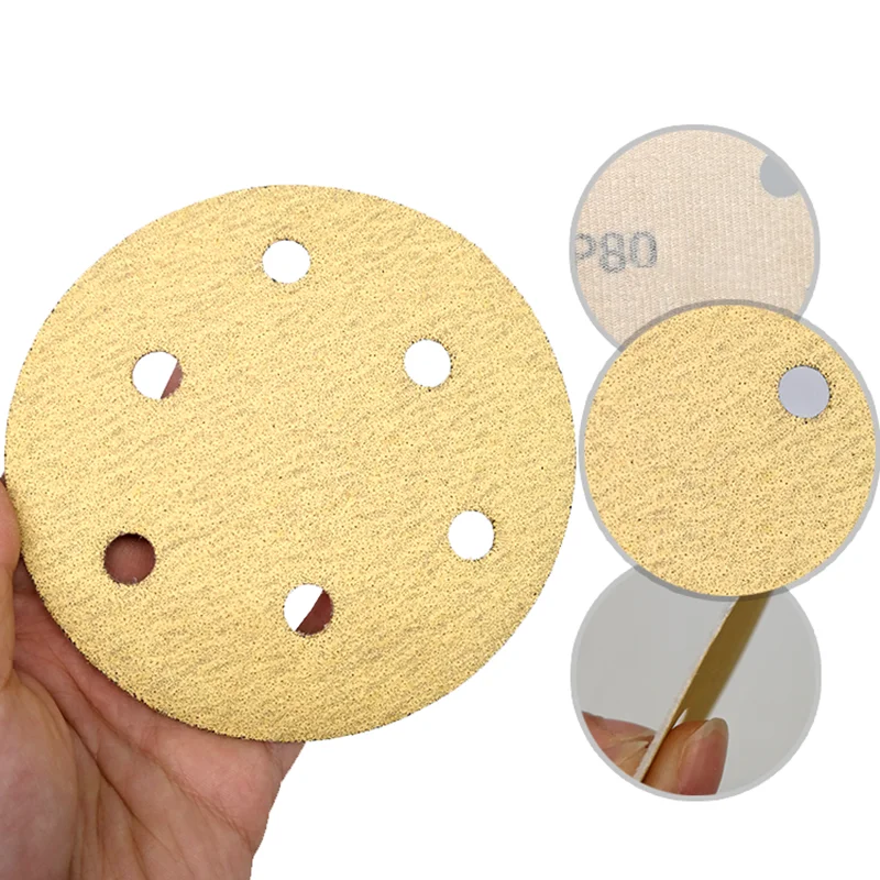 5 Inch 125mm Round Dry Sanding Discs Grit 40-800 Hook & Loop Sandpaper 6 Hole