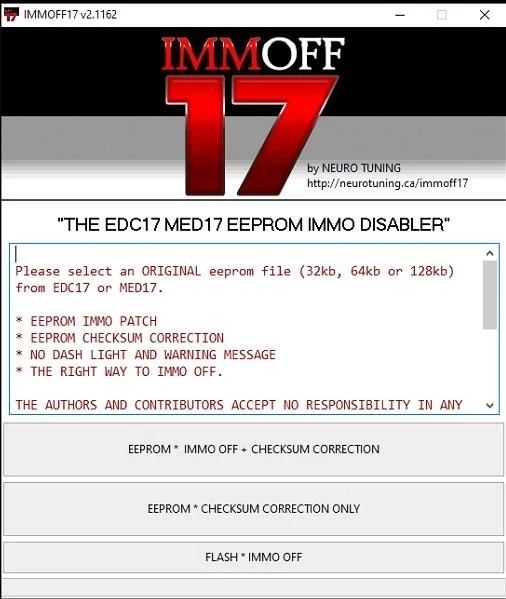 IMMOFF17 with keygen Car software Immo Off Ecu EDC17 MED17 Ecu Program Neurotuning EEPROM Checksum Correction Windows 7