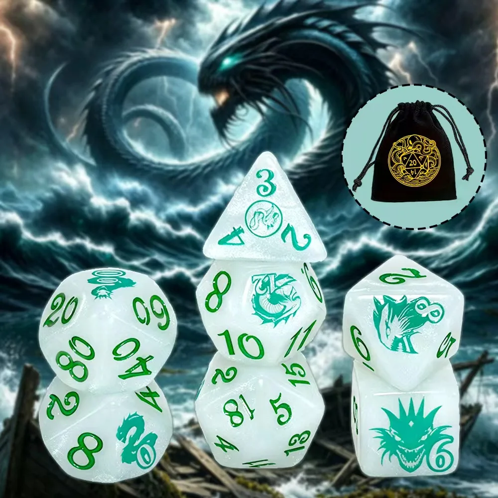 

7PcsDND Acrylic Multi-Faceted Digital Dice Set Is Perfect for Dungeons and Dragons, RPG and MTG Party Table Game Accessories.