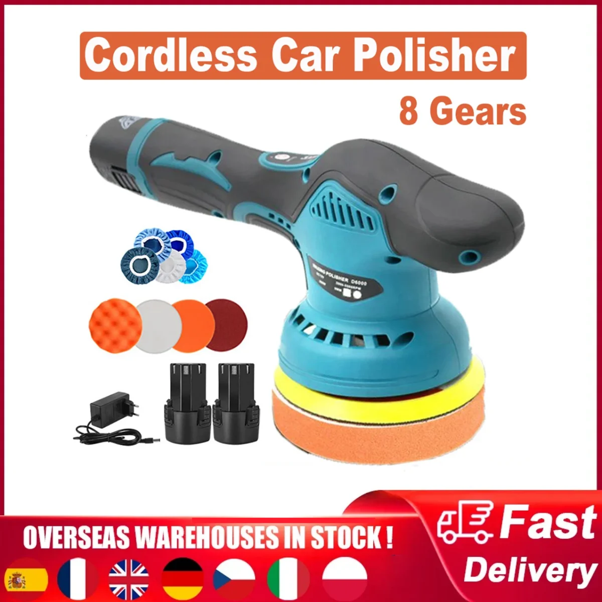 12V Cordless Car Polisher 8 Gears 380W Lithium Electric Polishing Waxing Machine For Repairing Scratches Wireless Sander Polish