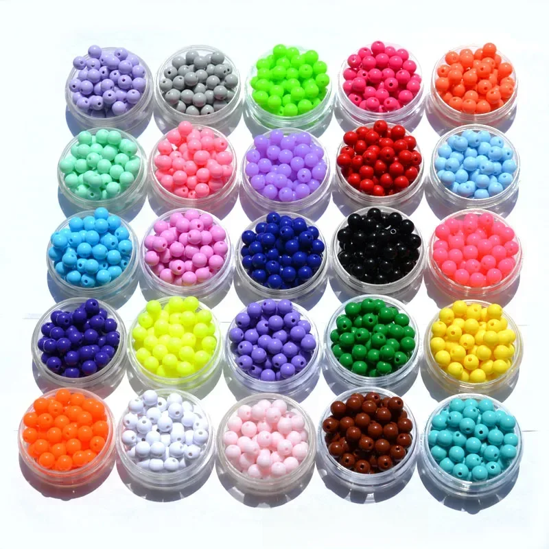 100 szt DIY akcesoria do bransoletki dzieci prezent Handcraft dział 18 kolor 8MM okrągły kształt akrylowe galaretki koraliki biżuteria ustalenia — zdjęcie 2