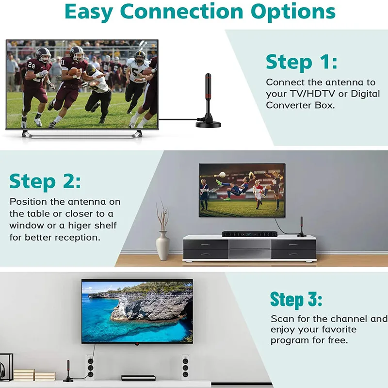 تلفزيون عالي الوضوح 4K 1080P لغرفة المعيشة الخارجية والداخلية هوائي رقمي ثابت معزز