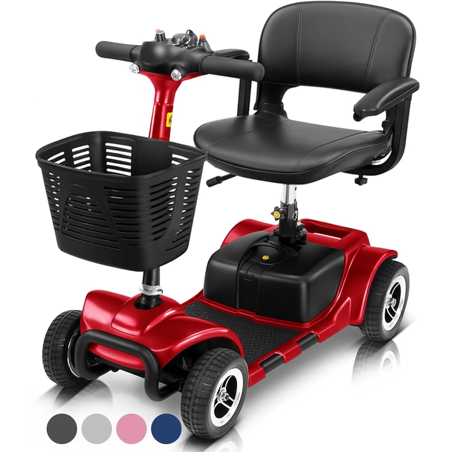

4 Wheel Mobility Scooter - Electric Powered Wheelchair Device - Compact Heavy Duty Mobile for Travel, Adults, Elderly