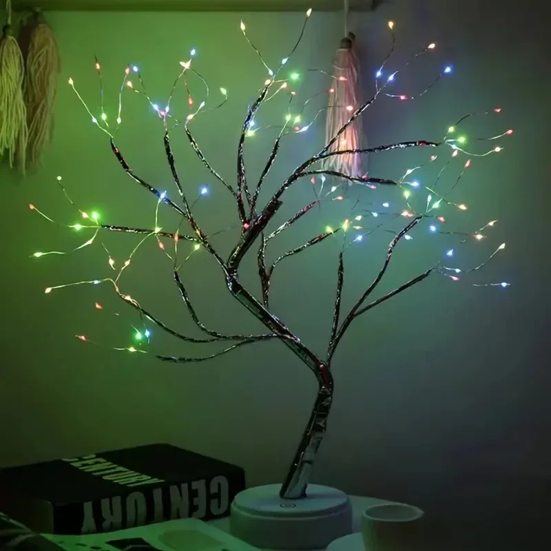 1 szt. Kolorowe oświetlenie choinkowe LED Bonsai 108 z baterią i zasilaniem USB Nadaje się do dekoracji świątecznych w domu i sypialni — zdjęcie 2