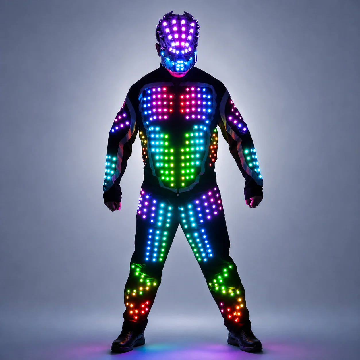 Veste d\'armure lumineuse à LED numérique, Costumes scintillants, Costume Bar, discothèque, fête, spectacle, décoration flottante