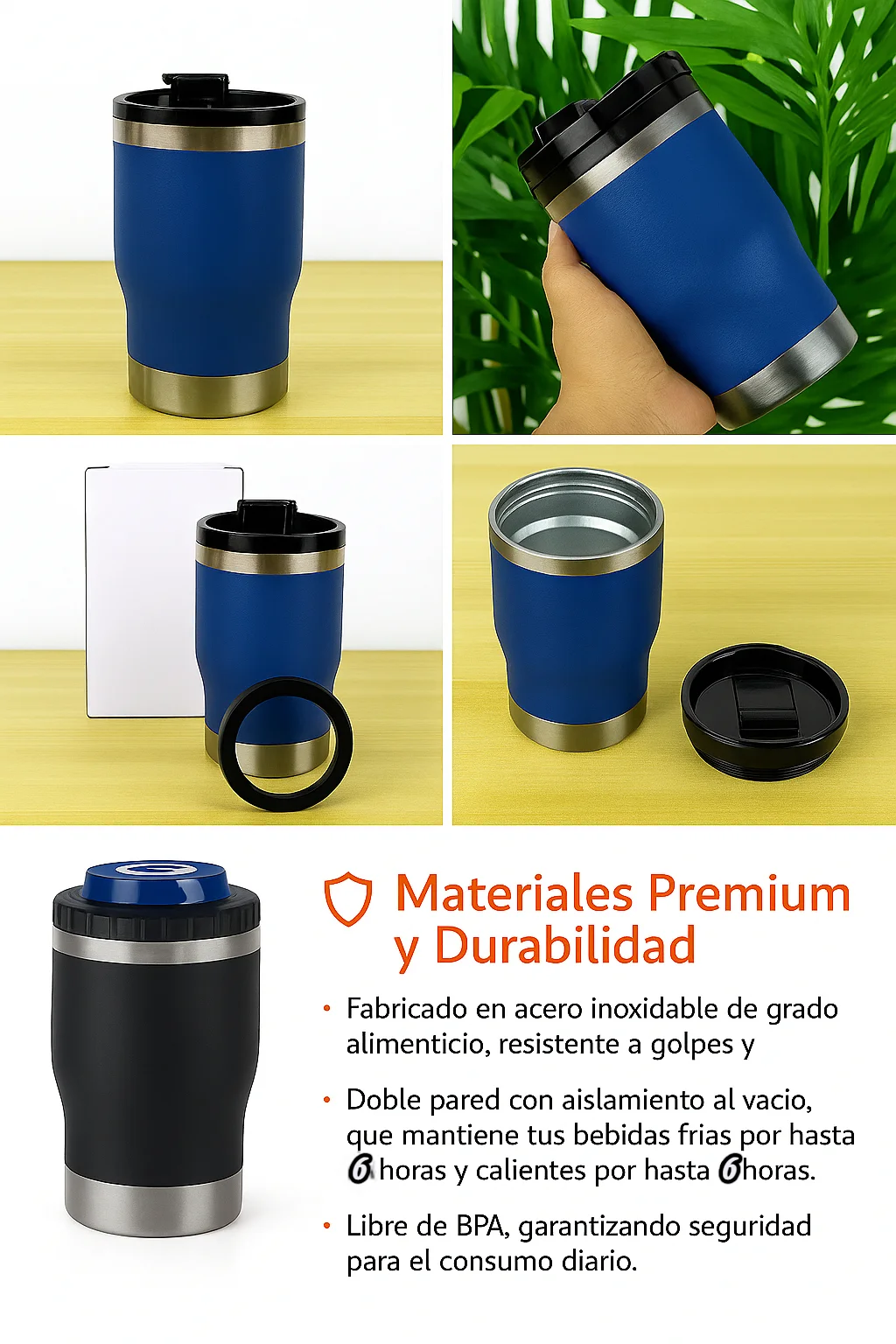 كوب حراري متعدد الأغراض 420 مل من الفولاذ المقاوم للصدأ، Pya-10، ترمس معزول مزدوج الجدار 304، يمكن حامل مبرد المشروبات، كوب بغطاء محكم الغلق خالي من مادة Bpa، يحافظ على البرد والساخن، مثالي للقهوة والماء والترطبات #5