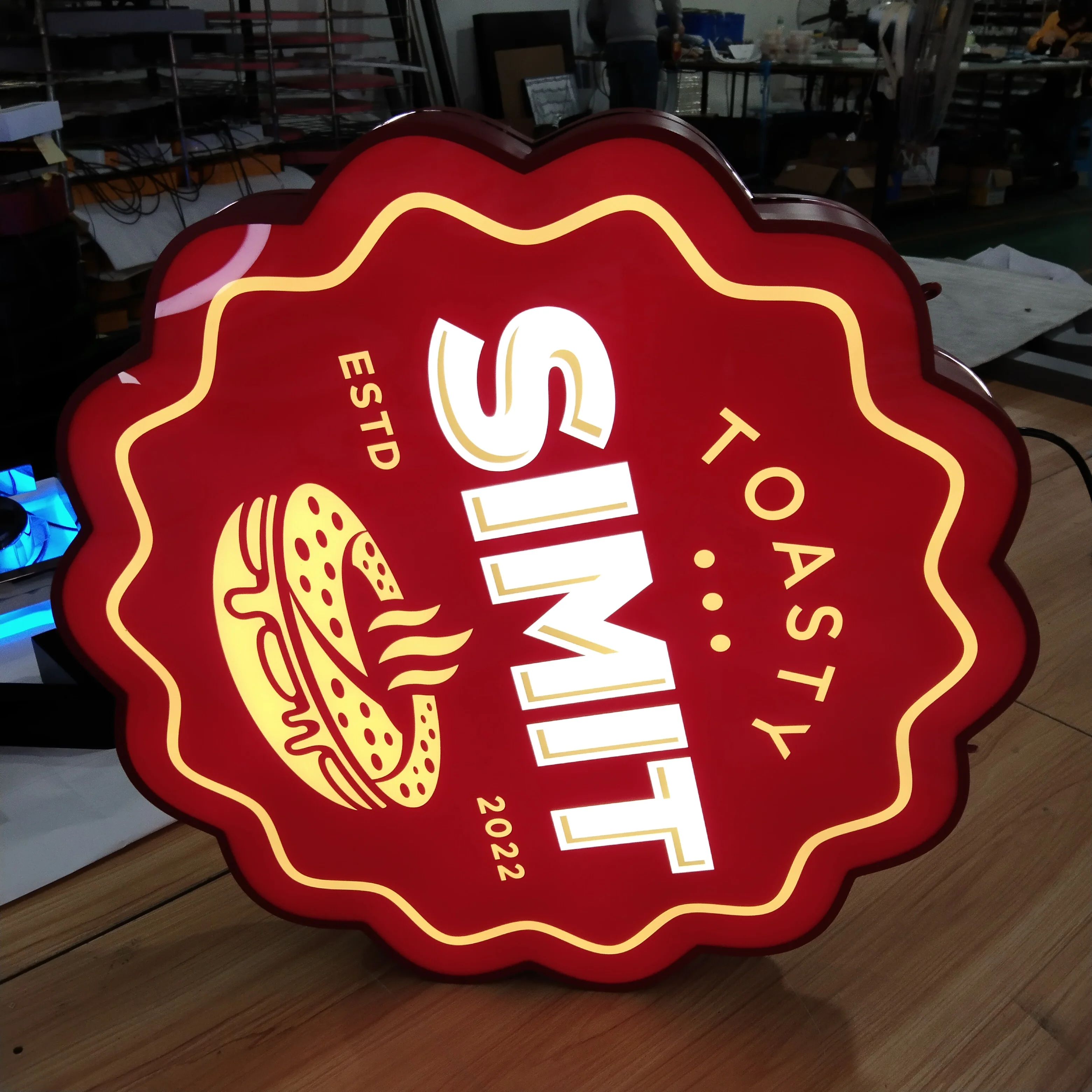 Custom Signage LED burger Advertising Round Lightbox Outdoor advertising Shop Sign Lights Circular Bright Sign ﻿Led Light Box