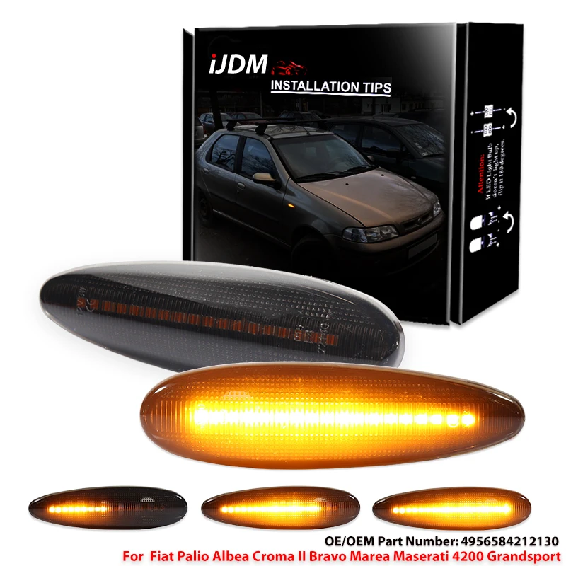 IJDM-luz indicadora lateral ámbar Led dinámica, lámpara de señal de giro para Fiat Strada Marea Bravo 99-01 Palio Albea 2002-2006