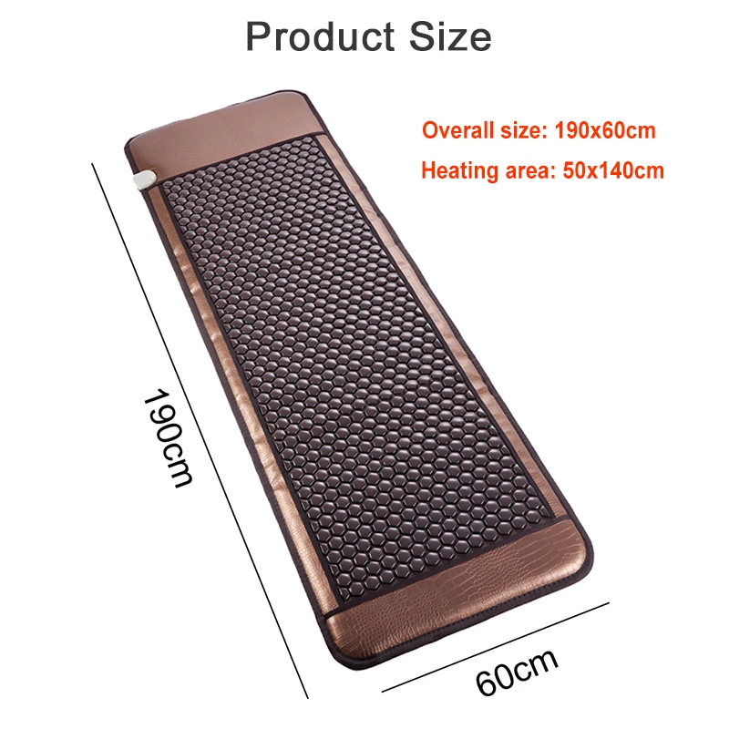 1.9x0.6m Far Infrared Tourmaline Germanium Stone Heating Pad Electric Hot Stones Heating Therapy Mattress to Relieve Back Pain