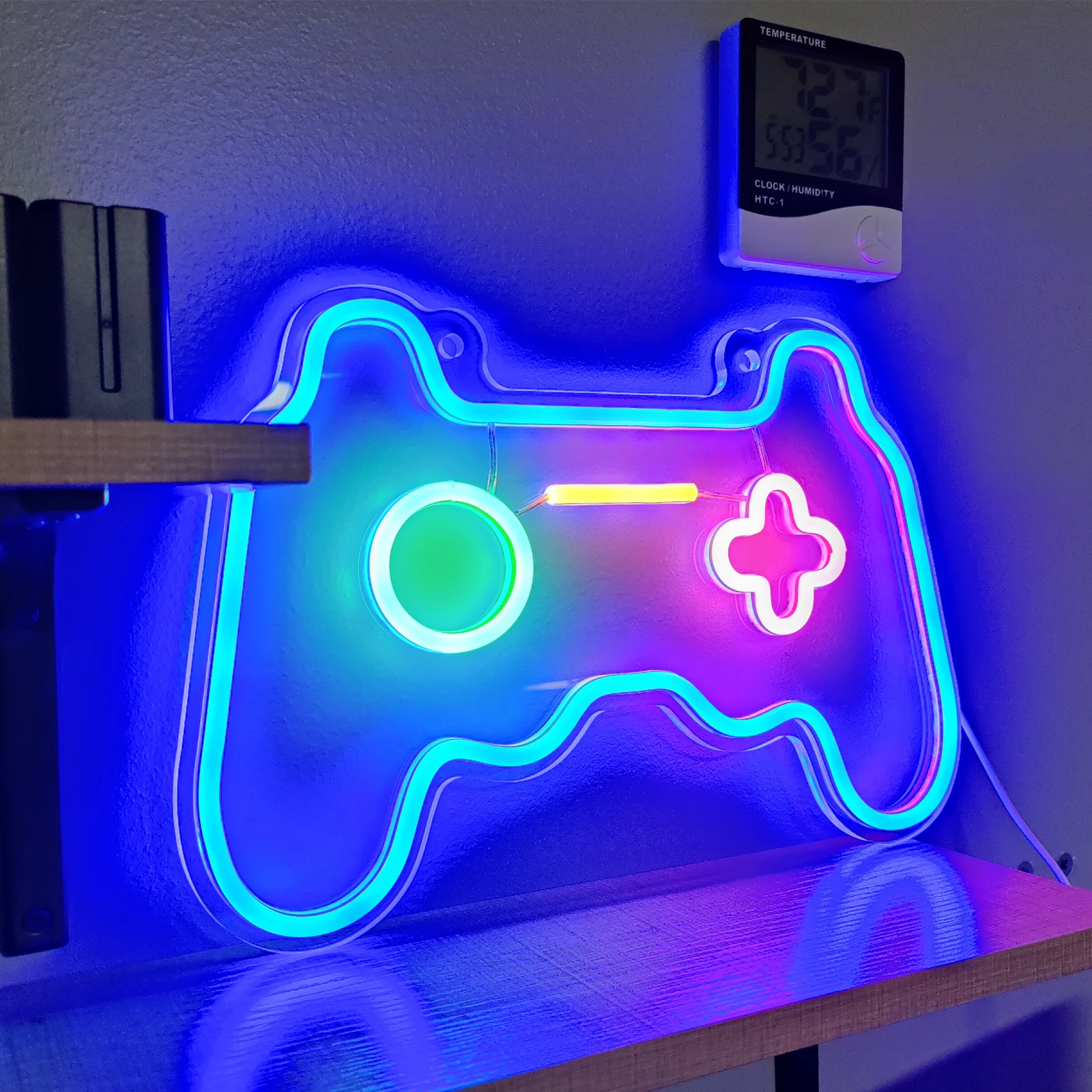 LED-neonreclame voor de gamekamer, in de vorm van een gamepad, gemaakt van acryl, als wandlamp met instelbare helderheid, voor een speelomgeving, geschikt als decoratie voor de slaapkamer, voor