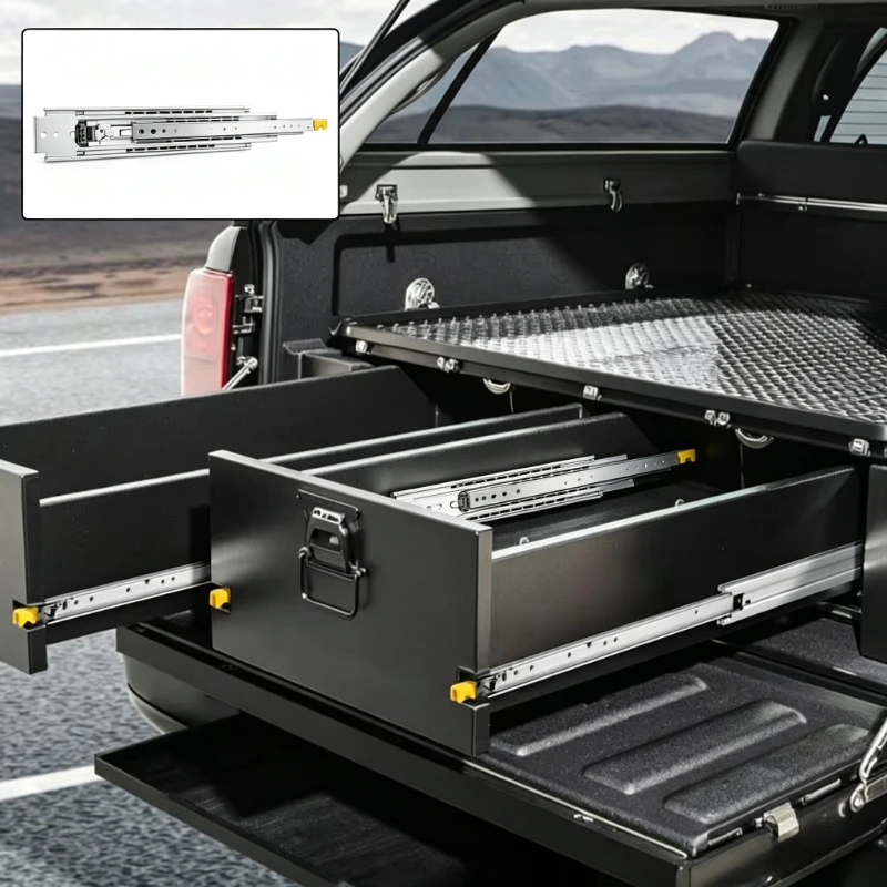 965 mm seitlich montierte Kugellager-Schubladenschienen mit Verriegelung, vollausziehbarer, verriegelbarer Schubladenauszug, 1 Paar, max. 226,8 kg Traglast, Hochleistungs-Schrankauszugsschiene für