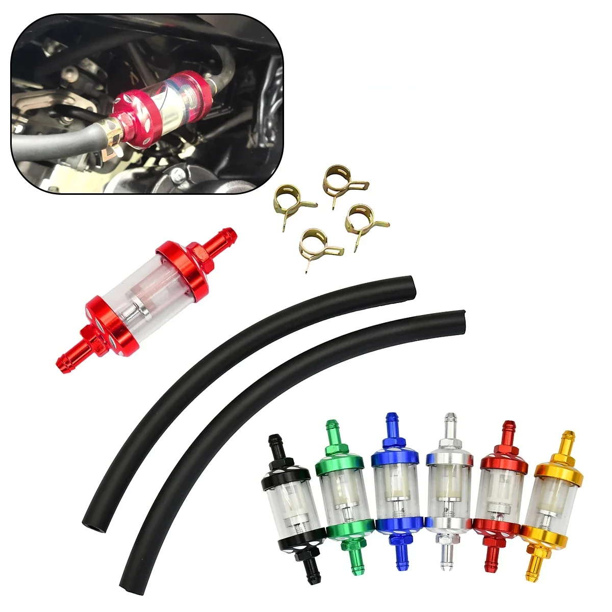 Universeller Motorrad-Kraftstoffilter 8mm Motor Inline-CNC-Kraftstoffgasfilter Motorölfilter Offroad ATV Zubehör