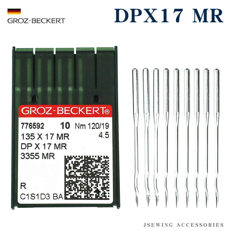 10 sztuk DPX17MR Groz-Beckert zakrzywione igły do ​​szycia dla przemysłowej stopki do chodzenia maszyna do szycia 3355 MR, 135X17 MR