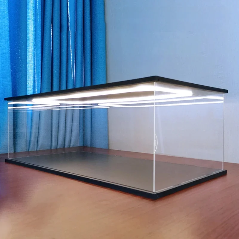 Acrylvitrinekast met rond LED-licht voor verzamelobjecten, doorzichtige stofdichte opbergdoos voor actiefiguren en automodellen - afbeelding 2