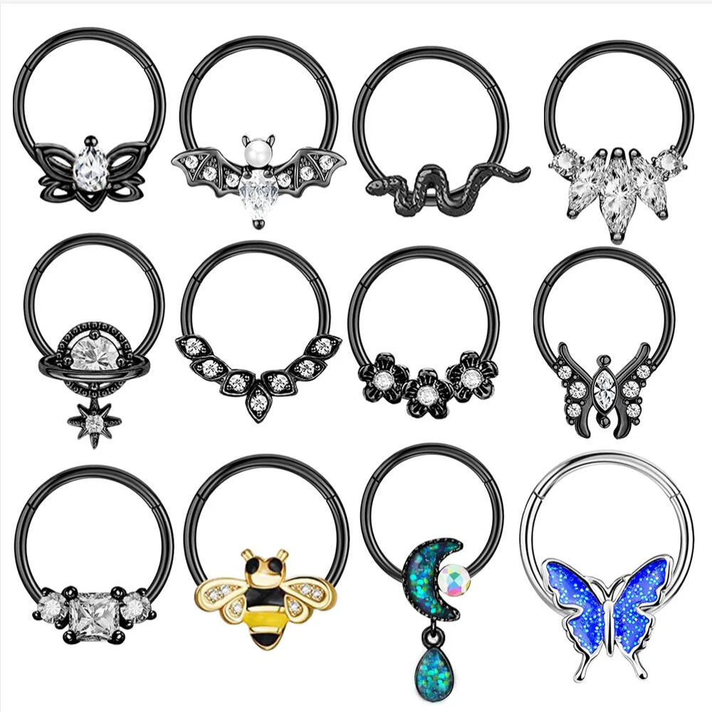16G Pierścień przegrody ze stali nierdzewnej Pierścień w nosie Pierścień pszczołowy Nietoperz Przegroda Piercing Chrząstka Hoop Helix Tragus Daith Małe kolczyki
