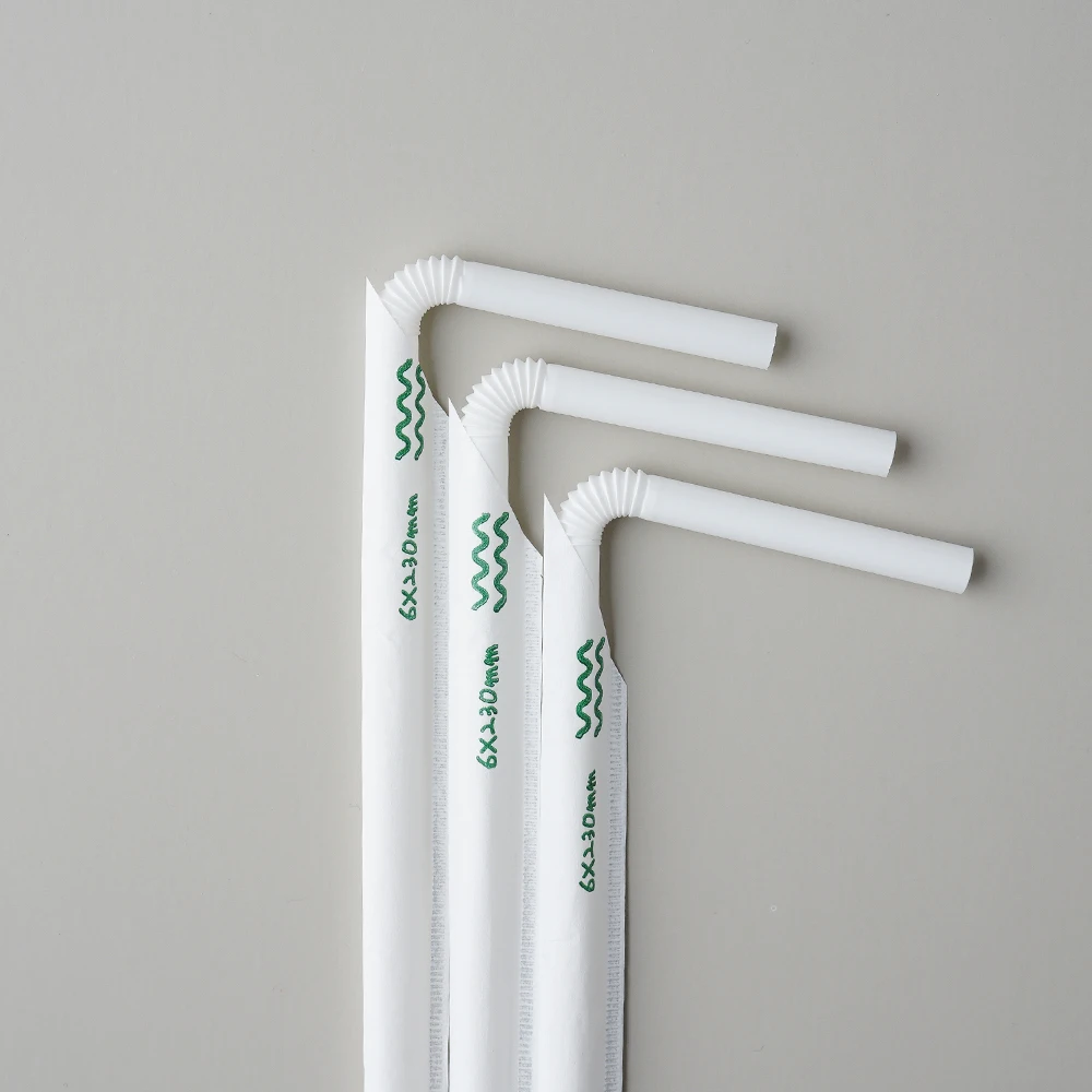 Biodegradable corn straw PLA disposable straw individual packaging Jabara pleated straw S11 100 pieces