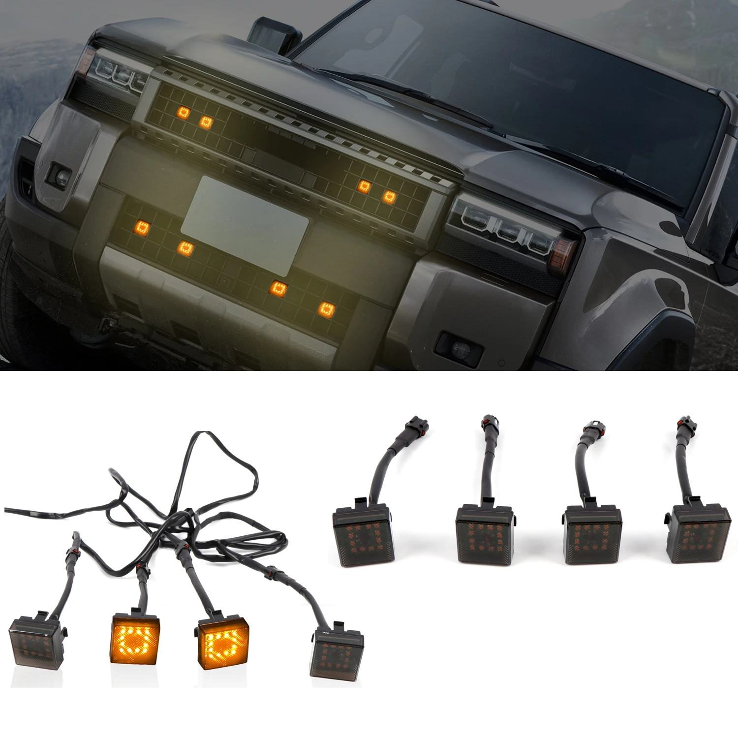 For Toyota Land Cruiser Prado LC250/Lexus GX 550 2024 2025 Car Accessories Upper & Lower Grille LED Light Amber Light DRL