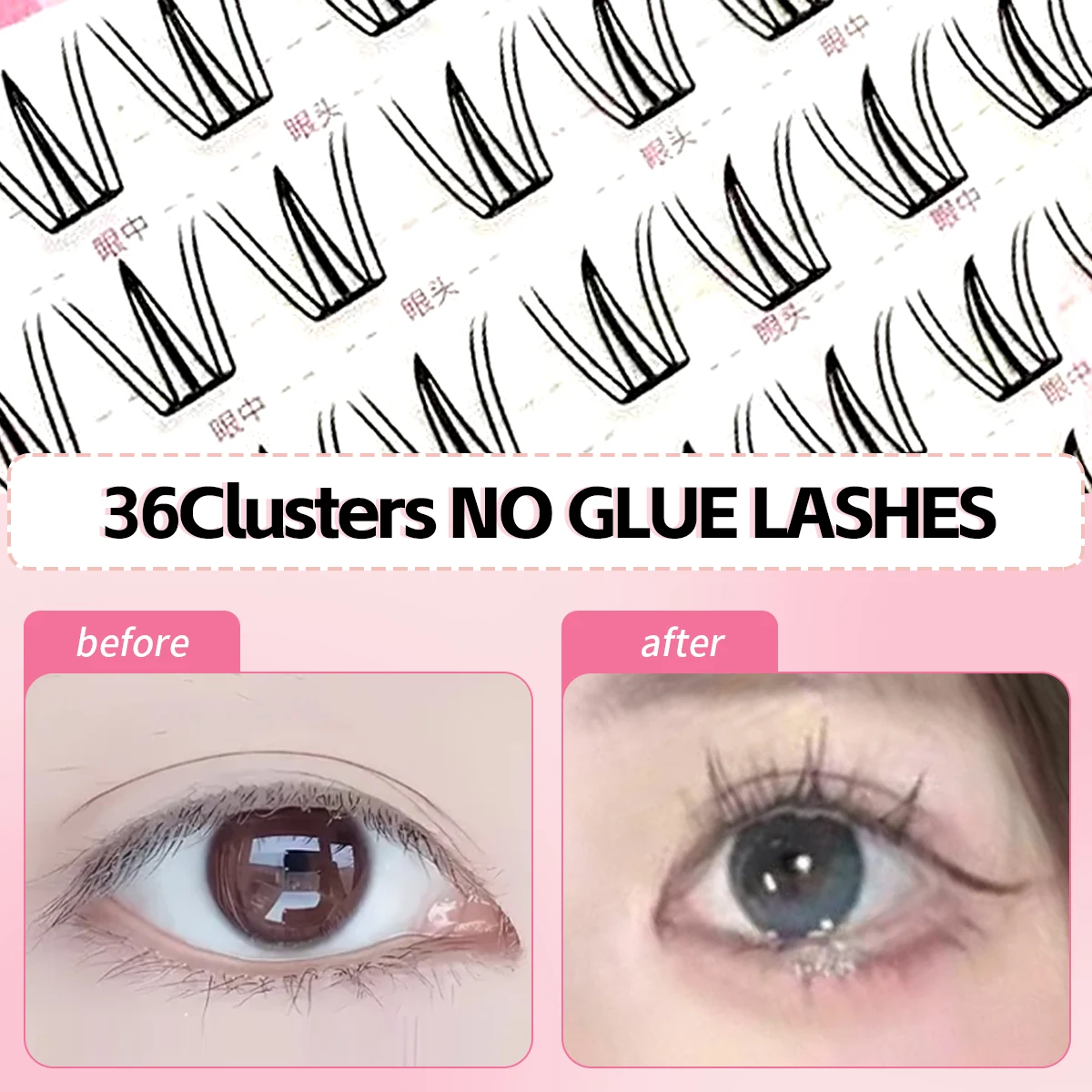 Natürliche künstliche Wimpern, ultradünne, selbstklebende Wimpernbüschel, kein Kleber, Zero-Touch-Wimpern für Anfänger-Make-up