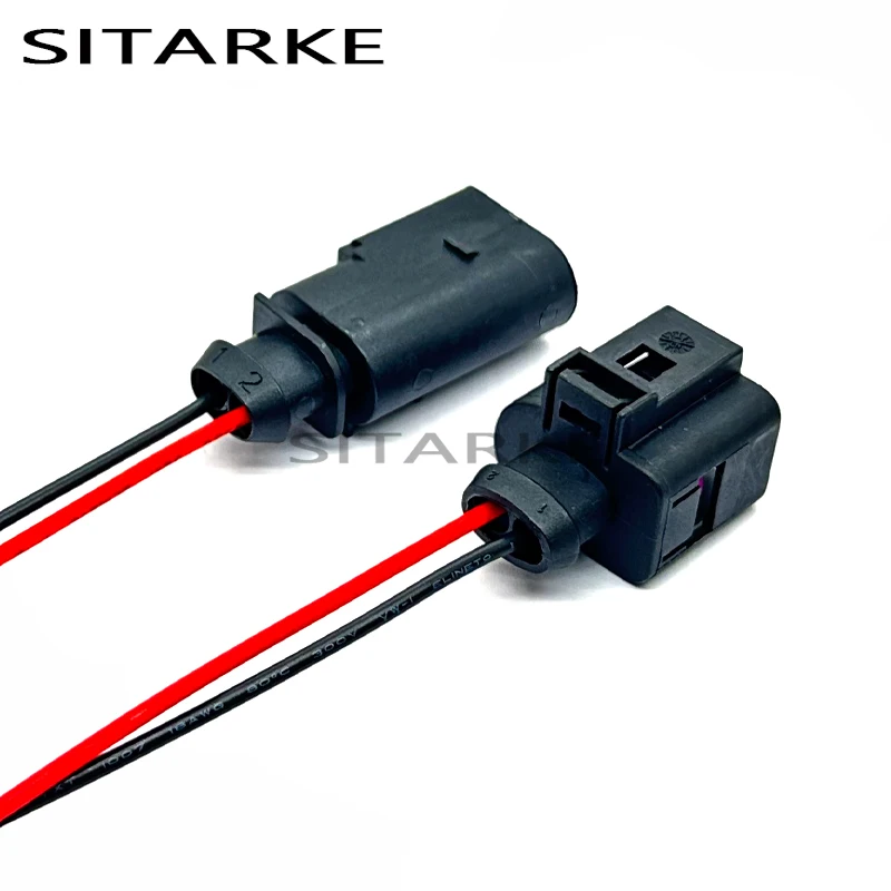 1 Set 2 Pin 3.5MM Auto Fog Light Lamp Wiring Plug Pigtail 1J0973722 1717692-1 8D0973822 For Audi A6 VW Jetta Golf GTI MK4 Passat