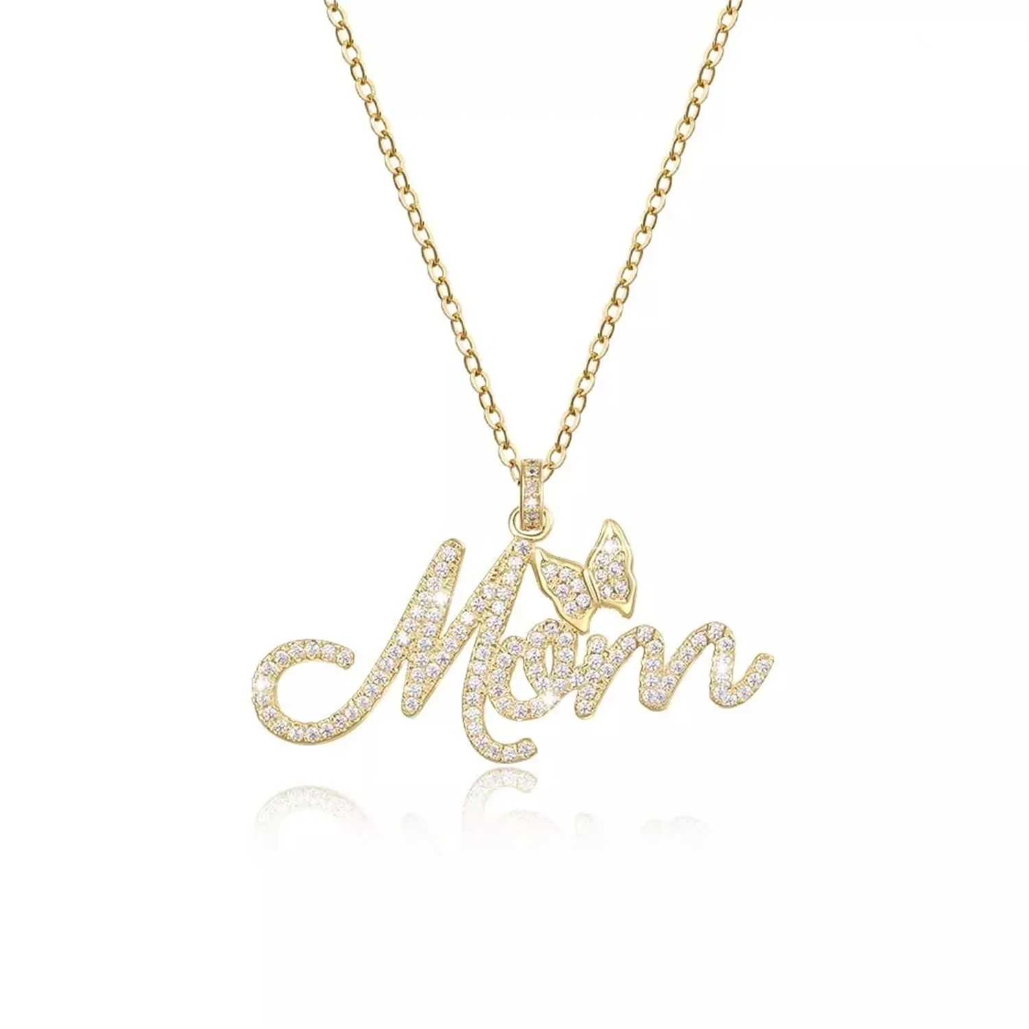 Custom Butterfly Name Necklace With Diamond Personalized Stainless Steel Crystal Pendant Iced Out Letters Jewelry Gift For Femme