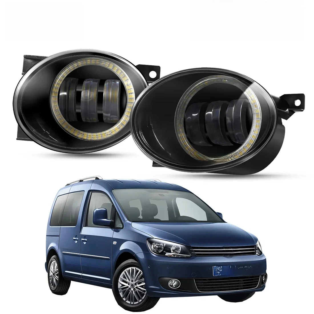 2 X Angel Eye zespół światła przeciwmgielnego samochód prawy + lewy LED obiektyw mgła lampa do jazdy dziennej DRL 30W 12V dla volkswagena VW Caddy III/3 2010-2015 — zdjęcie 2