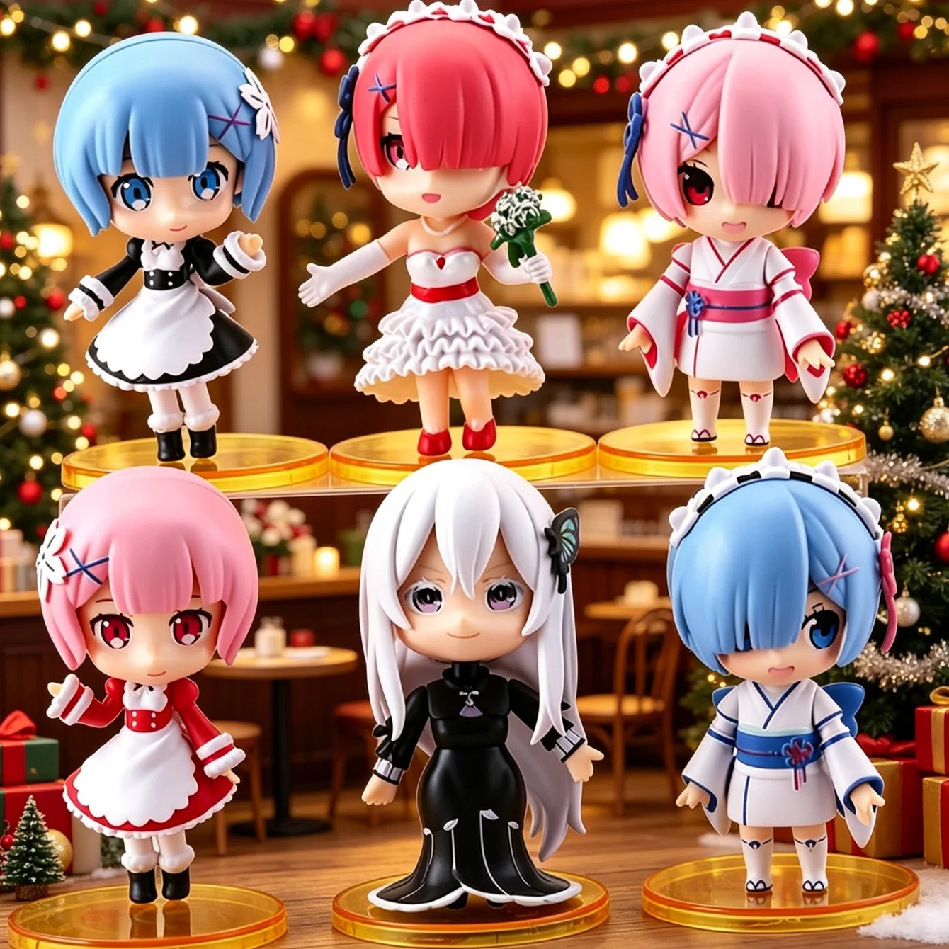 Re:Zero Collectible Figure Bundle – Maid, Wedding Dress, Yukata & Casual Designs, Premium PVC Anime Models for Fans