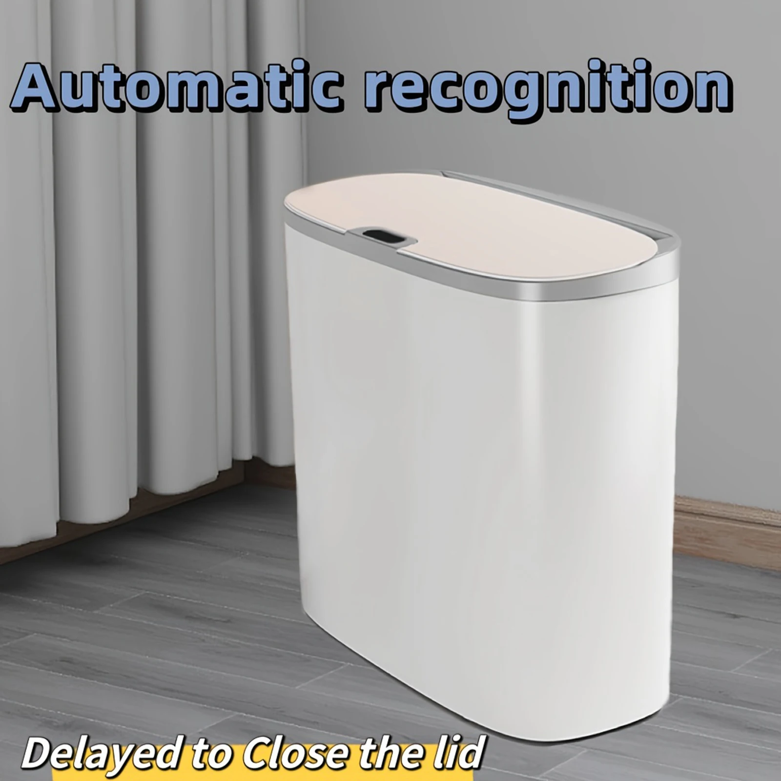 13L Motion Sensor Bathroom Trash Can with Lid,Small Automatic Garbage Can,Waterproof Narrow Trash bin for Kitchen,Office,Bedroom